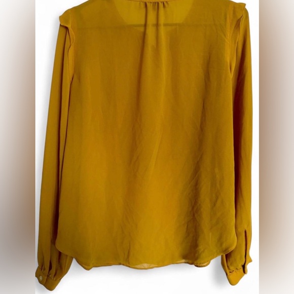 LOFT Mustard Yellow Ruffle Blouse - Picture 6 of 8